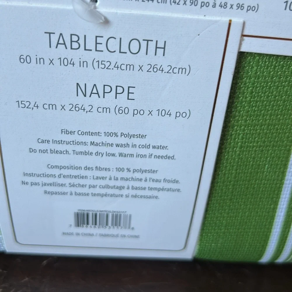 New St Patrick’s Day Green White Striped Tablecloth 60”x104”